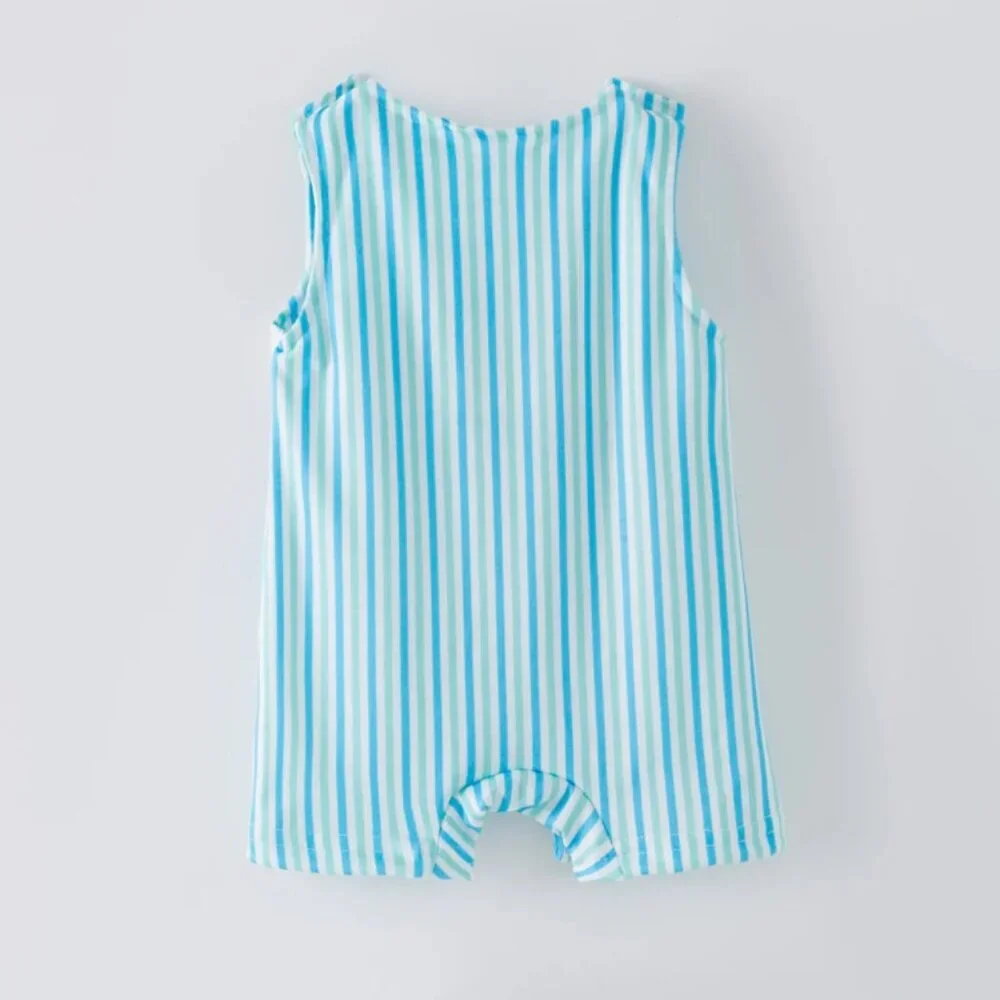 Boutique Rabbit Easter Bunny Baby Boys Smocked Shortall Romper Jumpsuit